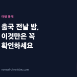 출국 전날 밤, 이것만은 꼭 확인하세요