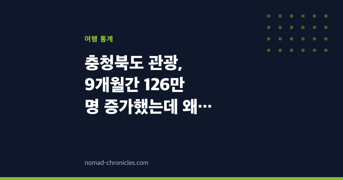 충청북도 관광, 9개월간 126만 명 증가했는데 왜 2월엔 반 토막인가