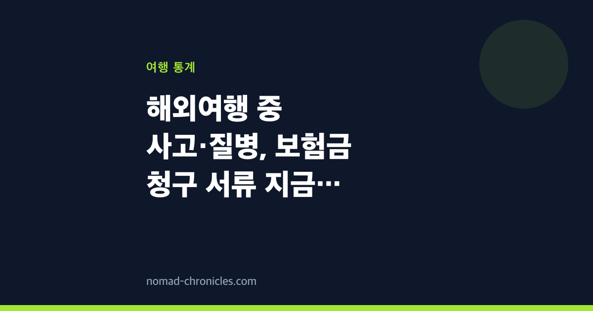 해외여행 중 사고·질병, 보험금 청구 서류 지금 챙기세요